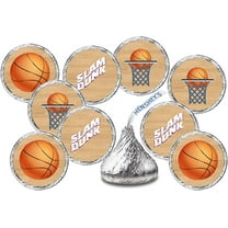 216 Sports Basketball Kisses Stickers, Kisses Stickers for Birthday Party, Baby Shower, Wedding, Graduation, or Any Family Event Decorations, Candy Not Included.