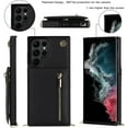 thumbnail image 4 of Crossbody Phone Case for Samsung S22 Ultra with Card Holder,Samsung Galaxy S22 Ultra Case Wallet with Strap Lanyard for Women Men, Magnetic Clasp Leather PU Flip Cover for S22 Ultra 6.8", Black, 4 of 7