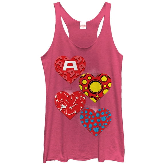Women's Marvel Hero Hearts  Racerback Tank Top Pink Heather Medium