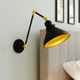 thumbnail image 2 of Alexis 8 in W Oil Rubbed Bronze and Satin Gold Adjustable Swing Arm Wall Lamp with Metal Shade, 2 of 8