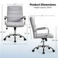 thumbnail image 4 of Yaheetech Mid-Back PU Leather Adjustable Office Chair with Arms, Light Gray, 4 of 8