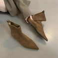 thumbnail image 6 of Tawop women's Boots Mid-Calf Low Heel Winter Pointy Toe Suede Fall Boots, 6 of 7