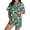 Dark Green, variant on Women's Face Print Pajama Set, I Love Mum Graphic Print Short Sleeve Button Down Loungewear Shorts Set, Unique Mother's Day Gift