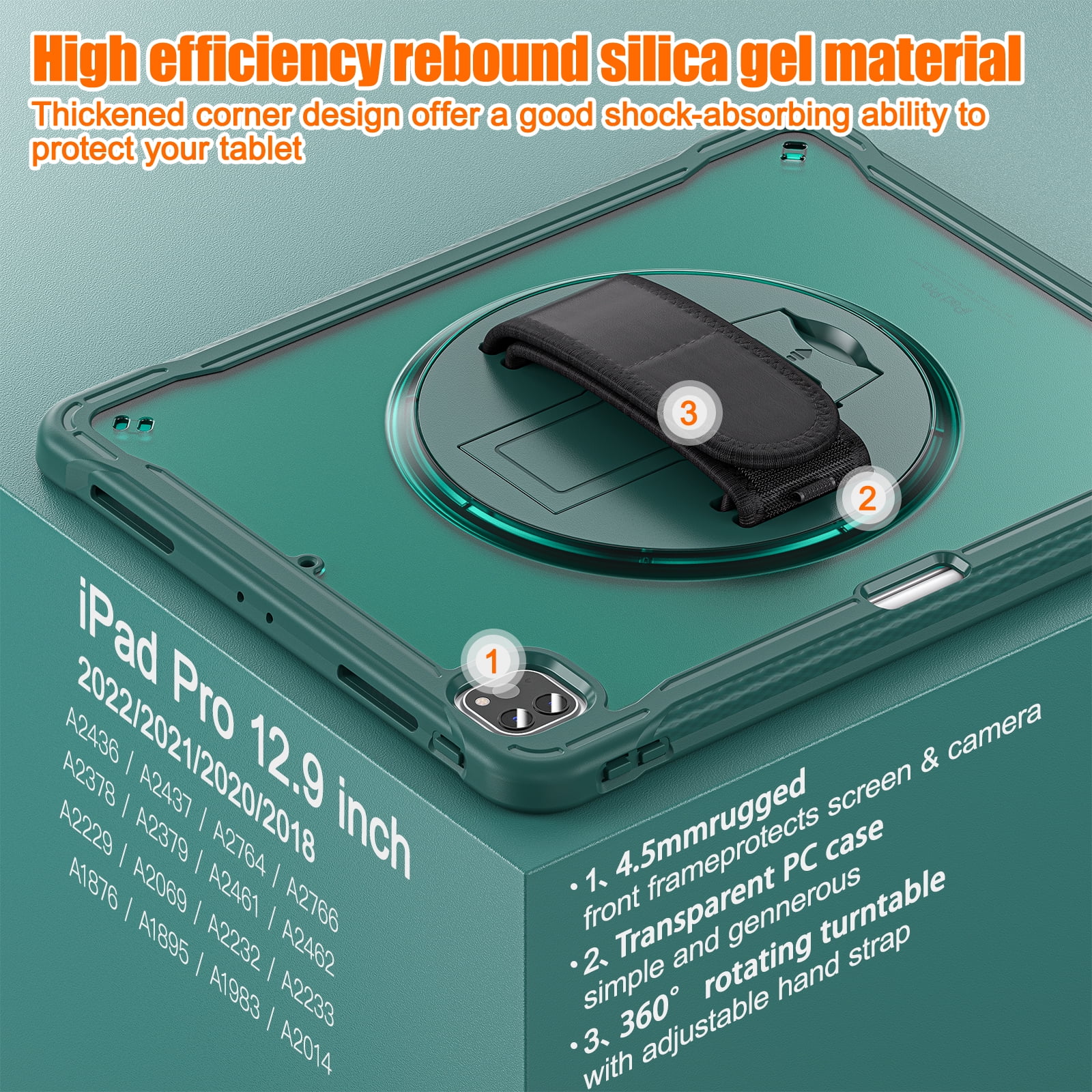 Allytechgroup Rugged Case for Apple iPad Air 11 Inch M4 M3 M2 2026 2025 2024, Kicktand Translucent Back Cover Shockproof Adjustable Shoulder Strap Kids Friendly with Pencil Holder, Darkgreen