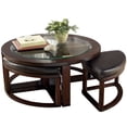 thumbnail image 1 of Bowery Hill Table Basse avec 4 Tabourets en Brun Foncé, 1 of 2