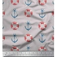 thumbnail image 1 of Soimoi Grey Poly Georgette Fabric Life Ring & Anchor Hook Nautical Print Sewing Fabric Yard 52 Inch Wide, 1 of 1