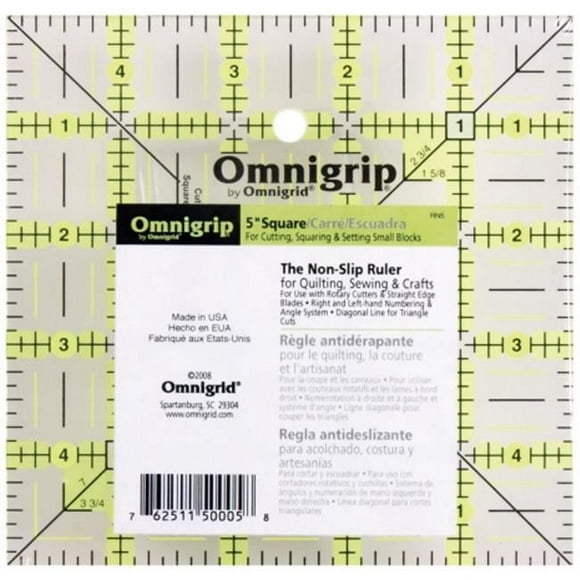 Omnigrip by Omnigrid Non-Slip Ruler, 5" Square
