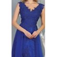 thumbnail image 5 of Womens Royal Blue Formal Wedding Embroidered Long V-Neck Sleeveless A-Line Plus Size Dress, 5 of 6