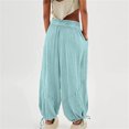thumbnail image 3 of utcoco Women's Casual Loose Fit Linen Stitching Wide Leg Pants, 3 of 4