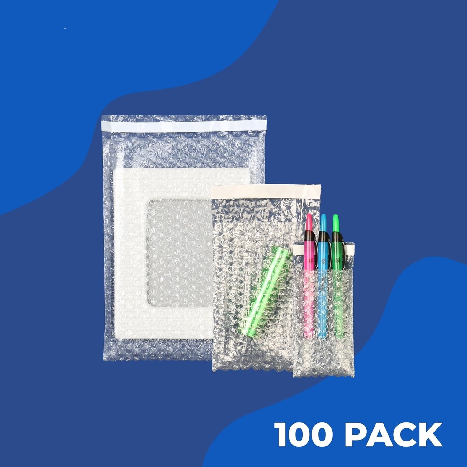 12x15.5" Clear Self-Sealing Bubble Out Bag Pouches -100 Pack- Bubble Cushion Wrap Bags for Packing, Storage, Moving, and Shipping fragile items