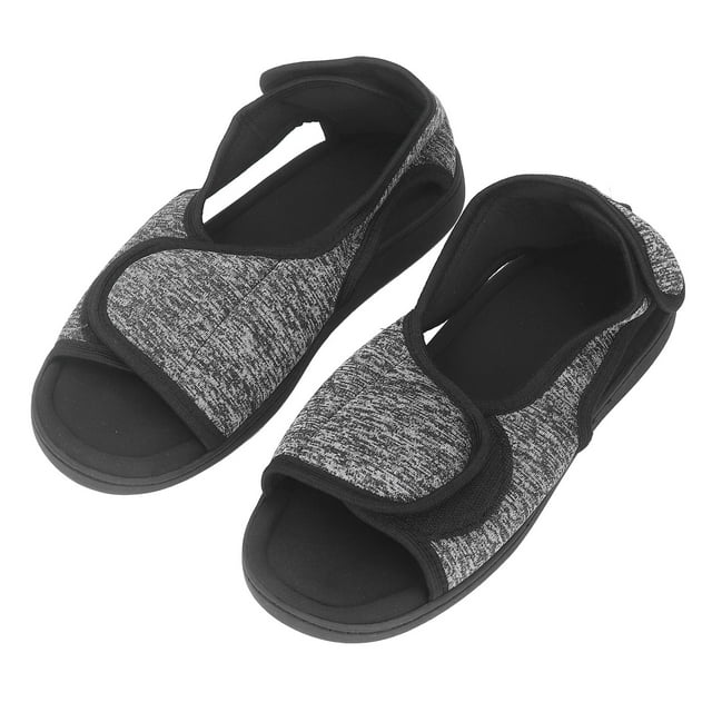 1 par de zapatos para diabéticos, zapatillas para diabéticos ajustables de felpa de punto antideslizantes para mujeres embarazadas mayores L se adapta a tallas 43-44