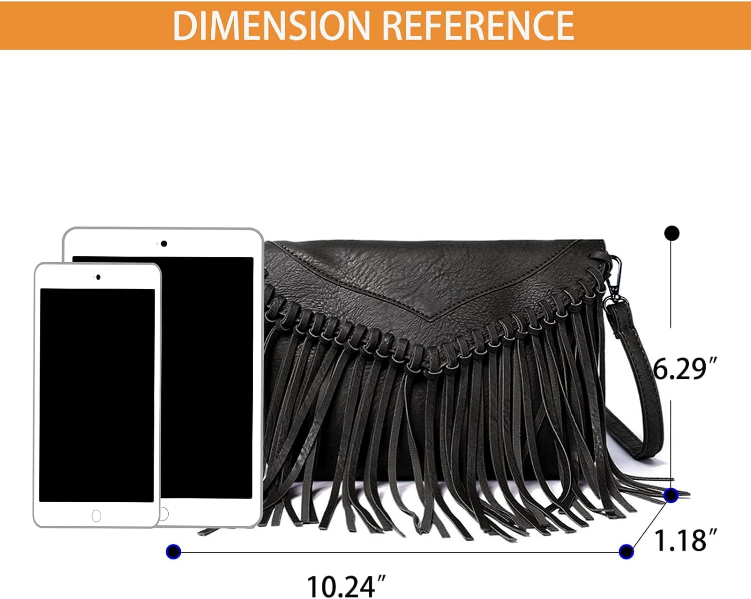 Vintage Fringe Purse Fringe Hobo Bags for Women Vegan Leather Tassel Hippie Crossbody Bag