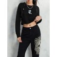thumbnail image 3 of Faithtur Sweat-Shirts pour Femmes Dragon Totem Imprimé Col Rond Pulls à Manches Longues Automne Hiver Hauts Décontractés, 3 of 9