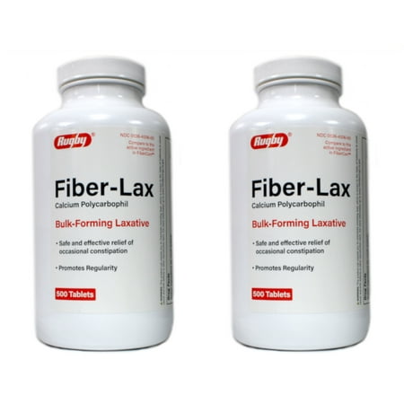 Rugby Fiber-Lax 625 mg Tablets 500 ea (Pack of 2)