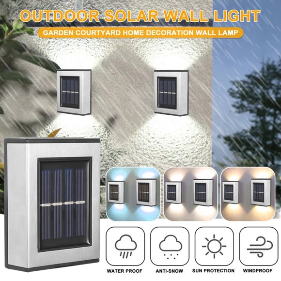 2 Pcs Lampe Murale Solaire Extérieur Allumage/extinction Automatiques Lampe de Sécurité Solaire Étanche IP65 Lampe de Clôture Solaire pour Patio Escaliers Cour Sentier