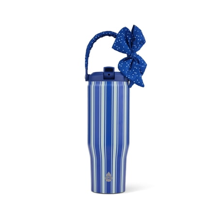 TAL 30oz Stainless Steel Hudson Flip Tumbler with Removable Scarf on Handle, Blue Stripe