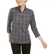 Karen Scott Women's Zip Neck Pullover Black Size X-Small