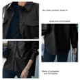 thumbnail image 4 of Women PU Leather Jacket Casual Shirt Long Sleeve Button Down Blazer Coat with Bust Pockets Black XL, 4 of 5