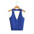 thumbnail image 1 of Gibobby Tops de cuello halter decorados con nuevo de verano para mujer(Azul,CH), 1 of 5