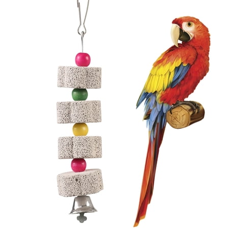 Parrot Beak Grinding Stone Hanging Pumice Chew Toy With Bell For Birdcage Cage Accessory For Parrots And Birds