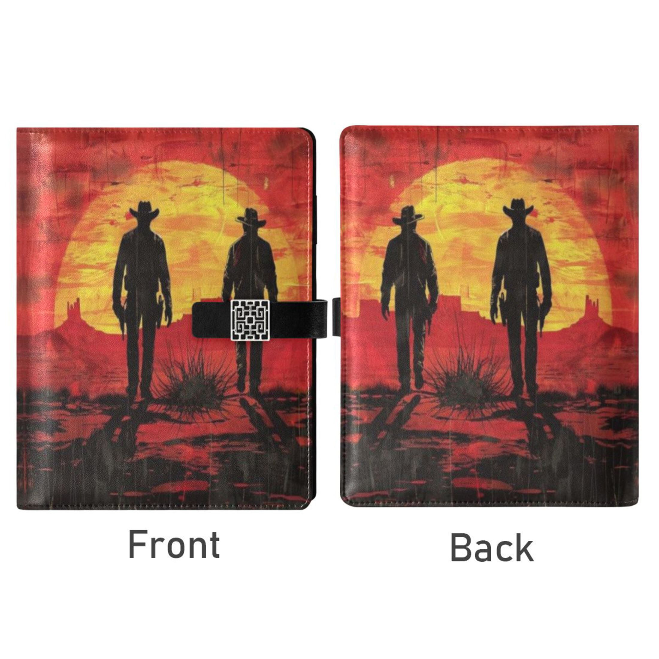 Leather Planner Leather Notebook Notebook Journal Binder Design Pen Pocket Design Convenient for Storage Red Western Cowboy