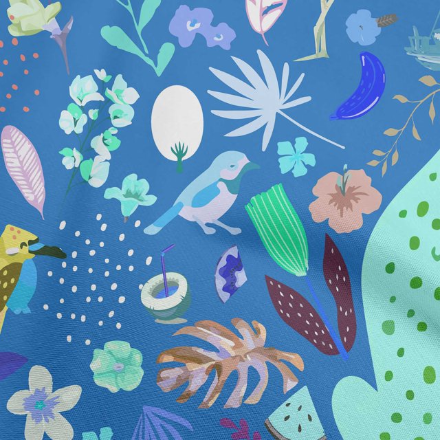 oneOone Velvet Blue Fabric Tropical Animal Fabric For Sewing Printed Craft Fabric By The Yard 58 Inch Wide
