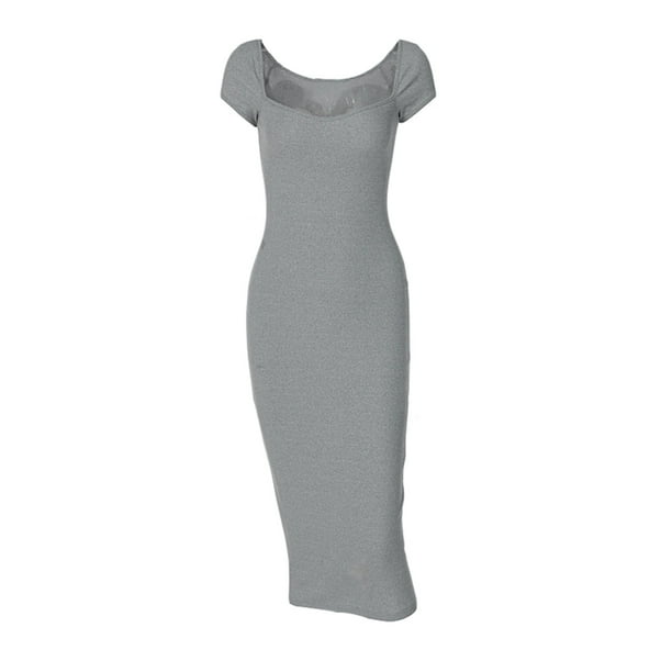 Txlixc Vestido de mujer bodycon, vestido de manga corta de color sólido, adecuado para fiestas Txlixc moda