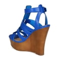 thumbnail image 3 of Breckelles CK61 Women Leatherette Open Toe Strappy Wooden Platform Wedge Sandal, 3 of 5