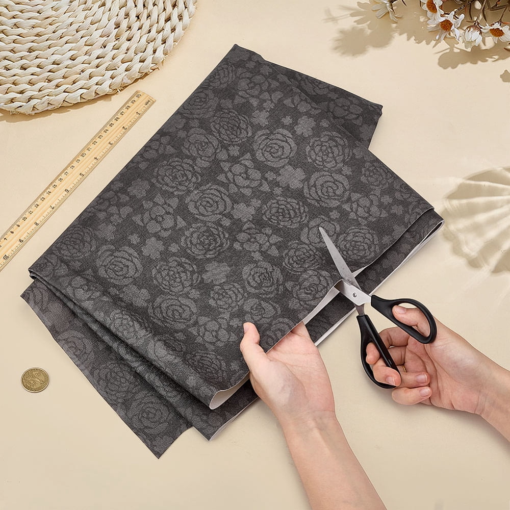 1 Yard Flower Pattern Imitation Leather Fabric Bags Shoes and Clothing Accessories Dark Gray 1370x0.7mm