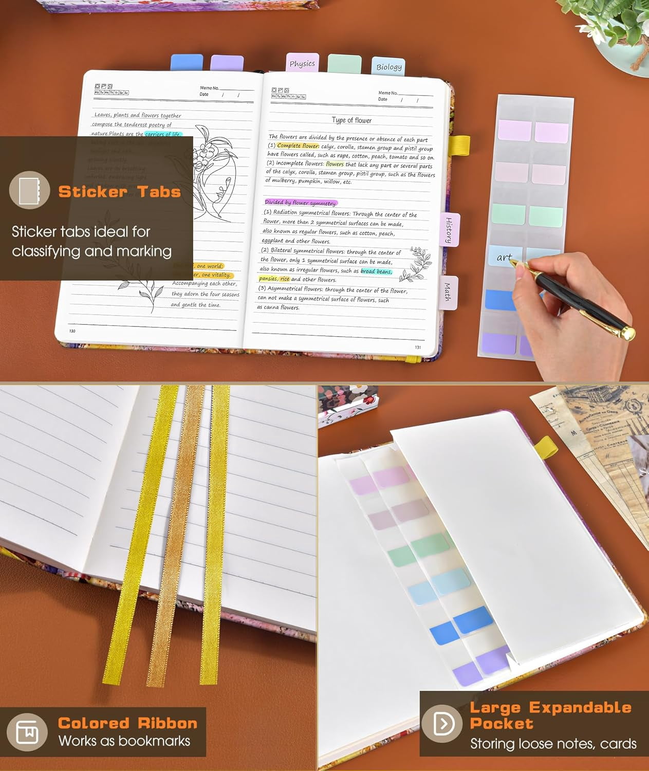 General Lined Journal Notebook for Women Men, 256 Numbered Pages Hardcover Notebooks for Work, A5 Journaling Notebooks, College Ruled Journals for Writing Business School 5.75" x 8.38" Autumn Tree
