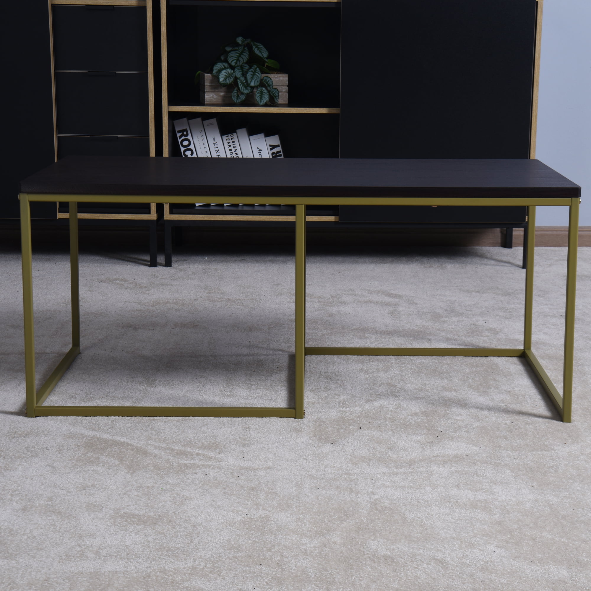 Private Jungle Living Room Black Nesting Table, Coffee Table with MDF Top,Metal Legs 40.55 x 21.65 x 17.7 inch Private Jungle Living Room Black Nesting Table, Coffee Table with MDF Top,Metal Legs 40.55 x 21.65 x 17.7 inch
