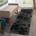 thumbnail image 2 of CAROMIO Plush Polyester Shag Area Rug 2'x 8' Fluffy Runner Rug Plush Decorative Runner Rug for Indoor Home Floor Carpet, Tie-dye Gray/Black, 2 of 6