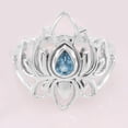thumbnail image 3 of Blue Topaz Ring 925 Sterling Silver Rings For Women Lotus Design Ring Blue Topaz Jewelry Gifts For Women, 3 of 4