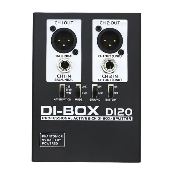 DI 2Channel Active Direct Box Active DI BOX with Output Ground Lift for Live Sound Studio Recording Equipment