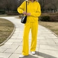 thumbnail image 4 of vdgthytj Sweatsuits Women 2 Piece Outfit Full Zip Long Sleeve Hooded Jackets Drawstring Straight Leg Pants Fall Casual Athletic Sets(X-Large,Yellow), 4 of 7