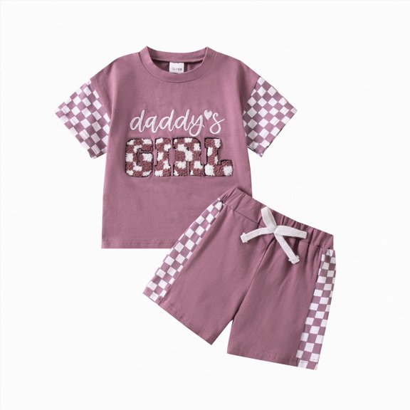 ZHANGDER Toddler Girls Clothes 1T 2T 3T 4T 5T T-Shirt Tee Tops Shorts Ribbed Knit Cute Summer Short Set 2pcs Shorts Outfits Set, Purple 2-3T