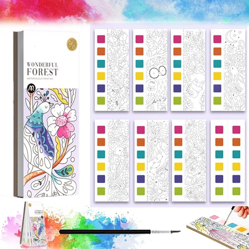 Pocket Watercolor Painting Book with Paints, Upstrong Pocket Watercolor