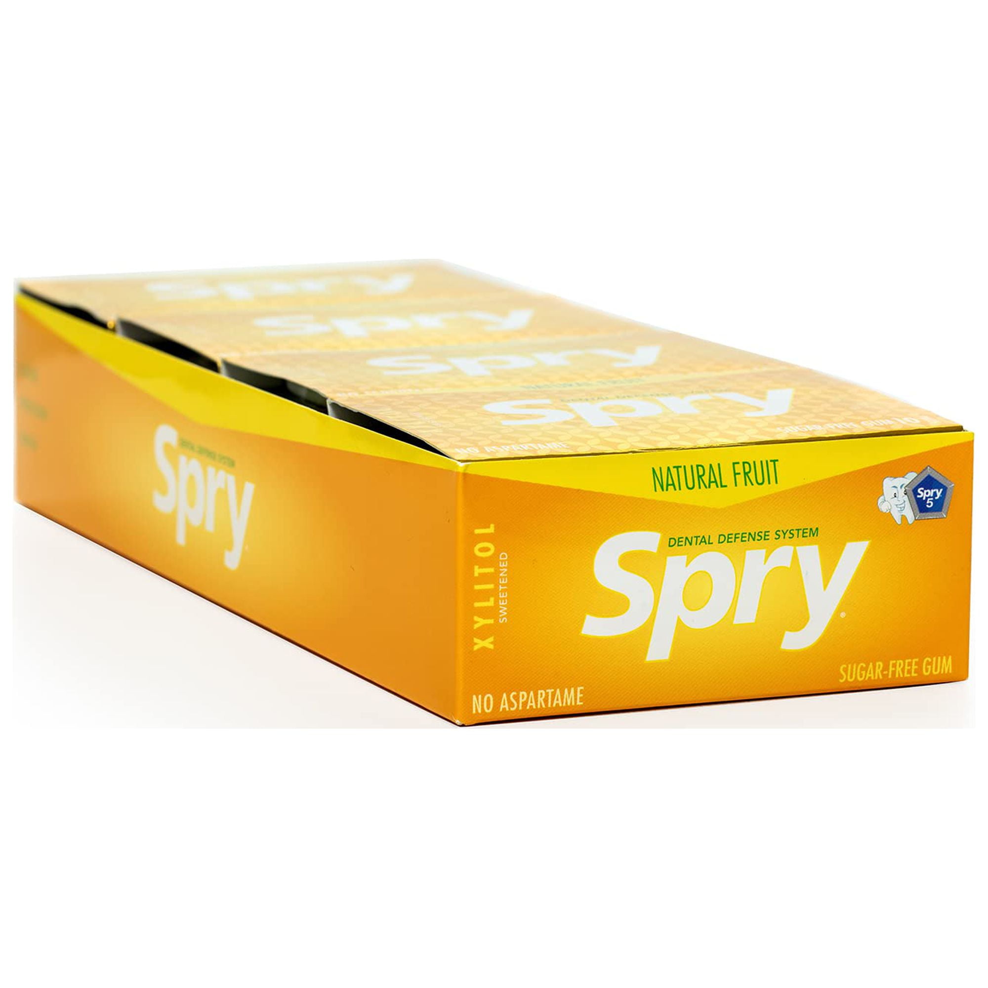 Spry Xylitol Chewing Gum, Aspartame-Free Sugar-Free, Fresh Fruit, 10 Pieces Blister Cards 20 Pack