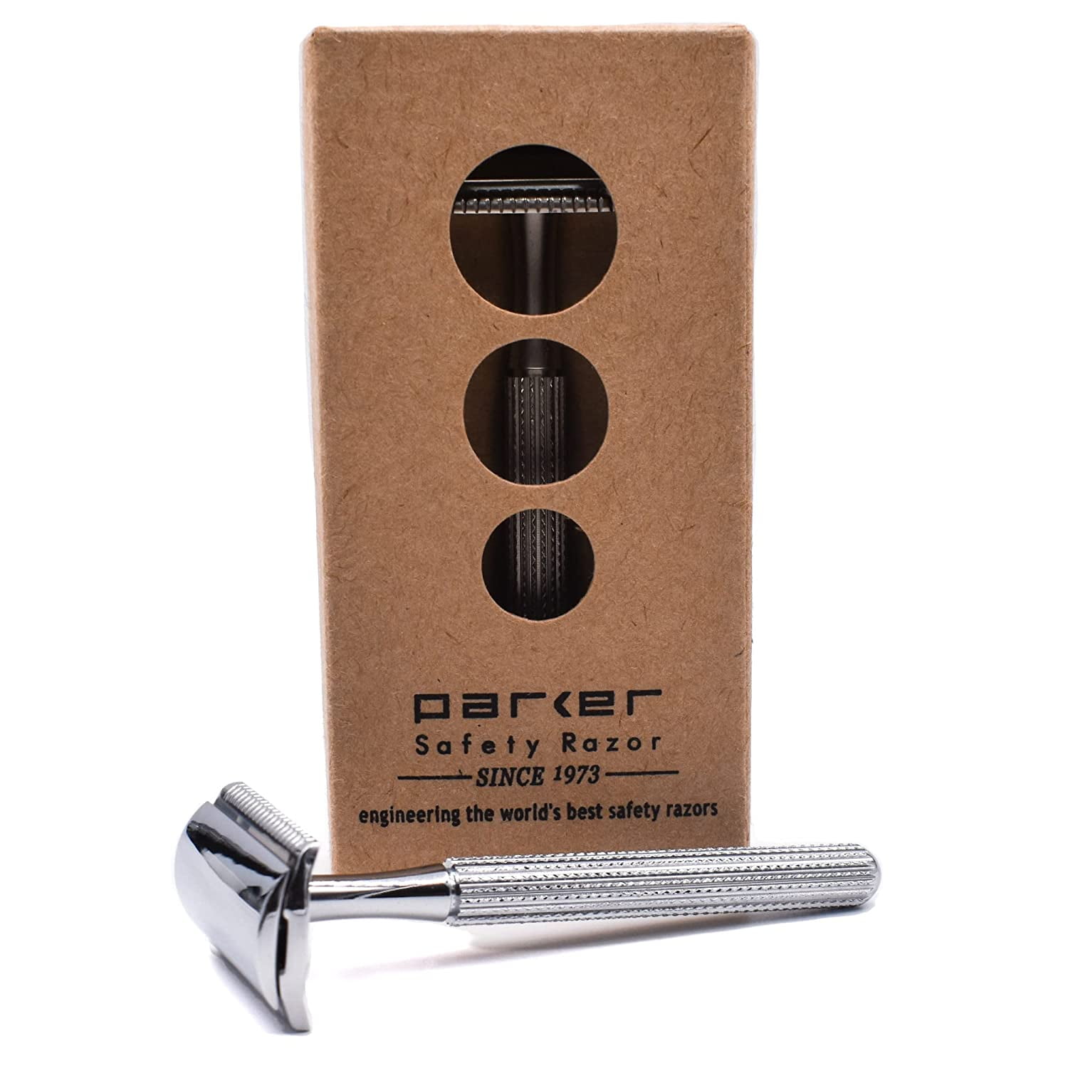 Parker Safety Razor, Model 78R 3-Piece Closed Comb Safety Razor with 5 Parker Platinum Blades Included (High Luster Chrome)
