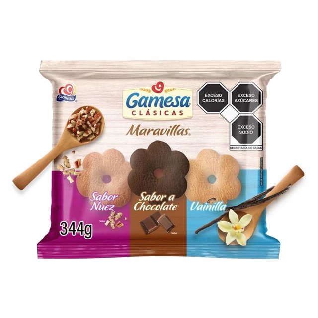 Galletas Gamesa Clásicas Maravillas surtido con sabor nuez chocolate y vainilla 344 g