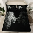 thumbnail image 2 of Feelyou Black White Lion Queen Sheet Sets for Adult, Valentines Day Flat Sheet, Couple Animal Theme Queen Fitted Sheet, Luxury Bedroom Decor, 4-Piece, 2 of 7
