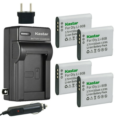 Kastar Battery (4-Pack) and Charger Replacement for Olympus LI-90B LI-92B UC-90 Olympus SH-1 SH-50 iHS SH-60 SP-100 SP-100EE Tough TG-1 iHS Tough TG-2 iHS Tough TG-3 XZ-2 iHS Cameras
