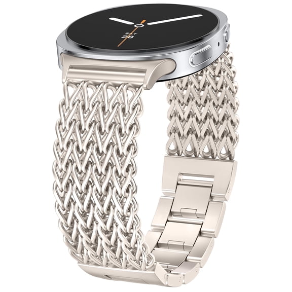 Wearlizer Metal Band Compatible with Samsung Galaxy Watch 9/8 40mm 44mm & Watch 8 Classic 46mm, Stainless Steel Chain Bracelet Band for Women, Dressy No Gap Adjustable Link Strap
