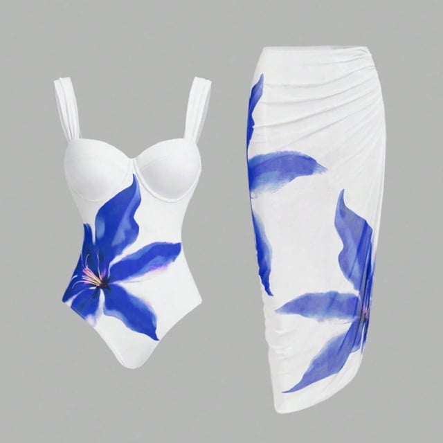 Traje de baño para mujer Bikini de dos piezas de moda para mujer Estampado de flores Traje de baño deportivo ajustado de dos piezas Trajes de baño para mujer