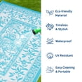 thumbnail image 6 of Nanan 8x10 Outdoor Rug, Waterproof Plastic Straw Rug, Botanical Pattern Outdoor Rug for Patio Deck Picnic Beach Backyard RV, Light Blue White, 6 of 8
