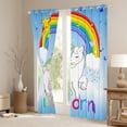 thumbnail image 3 of Unicorn Curtains Bedroom Living Room Light Blue And White Unicorn Black Out Curtains Kawaii Rainbow Unicorn Printed Curtains Drapes White Horse Stars Darkening Curtains 52"X84", 3 of 5