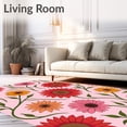 thumbnail image 2 of ODIKA 4'x6' Machine Washable Non-Slip Area Rug, Elegant Harvest Bloom Cluster Featuring Sunflower and Poppy Motifs High Traffic Rug with Pad, Pink, 511438, 2 of 8
