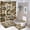 Tan, variant on 4PCS Fishing Shower Curtain Sets with Rugs, Rustic Fish Theme Rules Cabin Waterproof Bathroom Accessories with Non-Slip Bath Rugs, Toilet Lid Cover Bath Mat and 12 Hooks, Home Decor 72" X 72"