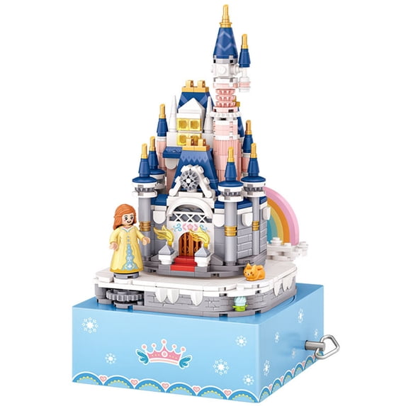 NICKSUN Castle Music Box Building Set, 531 PCS Castle Mini Building Blocks Kit Toy for Adult Kids, Christmas Birthday Gift