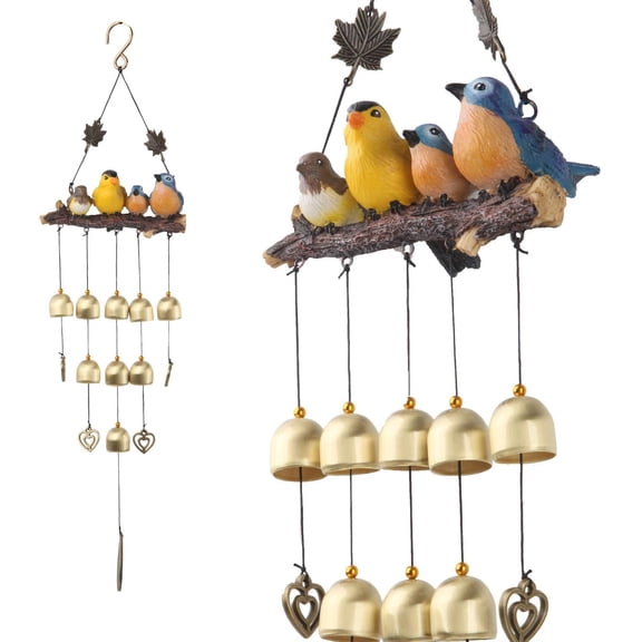 Birds Wind Chimes with Bells Decoration for Outdoor Garden and Home Decor - Blue